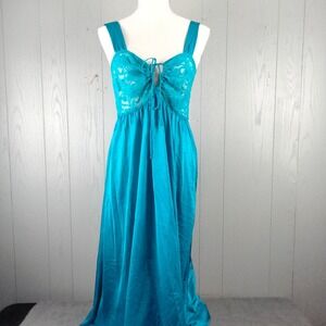 Vintage Anthony Richards Nightgown L Blue Lace Babydoll Whimsigoth Witch Fairy